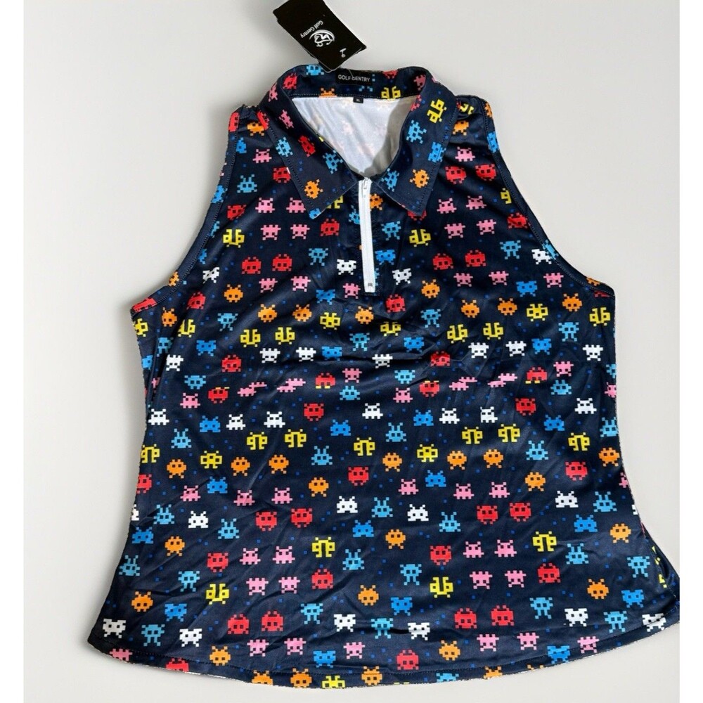 NWT Golf Gentry Womens Racerback Tank Top XL Space Invaders Sleeveless